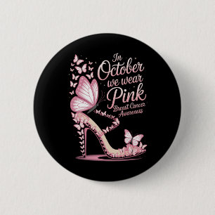Badge Rond 5 Cm Octobre Porter Pink Breast Cancer Soutien Sensibil