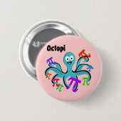 Badge Rond 5 Cm Octopi (Devant & derrière)