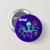 Badge Rond 5 Cm Octopi (Devant & derrière)
