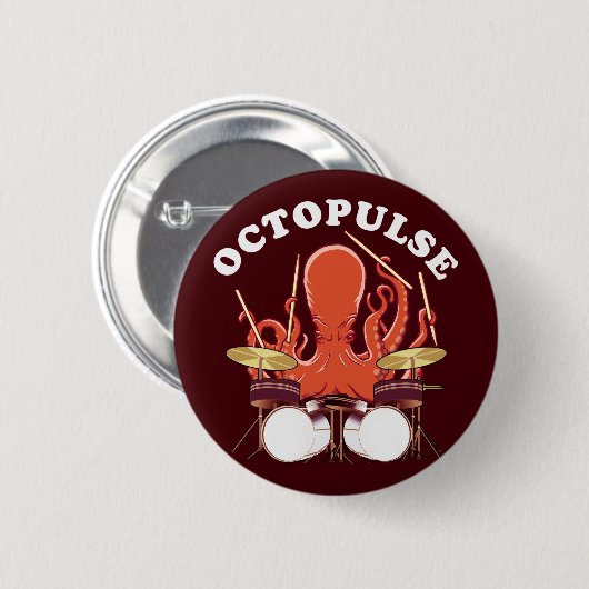 Badge Rond 5 Cm Octopulse | Batteur Octopus (Devant & derrière)