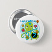 Badge Rond 5 Cm Octopus 2e anniversaire T-shirts et cadeaux (Devant & derrière)