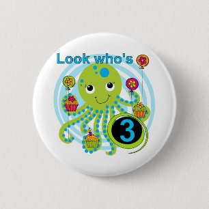 Badge Rond 5 Cm Octopus 3e anniversaire T-shirts et cadeaux