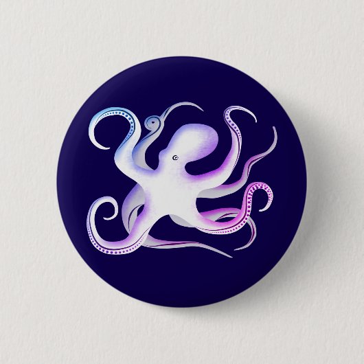 Badge Rond 5 Cm Octopus blanc simple (Devant)