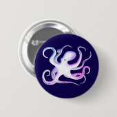 Badge Rond 5 Cm Octopus blanc simple (Devant & derrière)