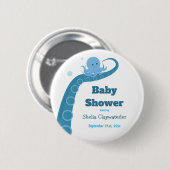 Badge Rond 5 Cm Octopus bleu | bouton Baby shower (Devant & derrière)