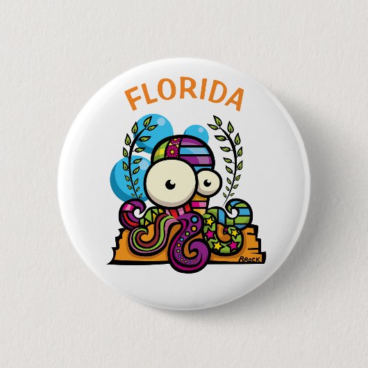 Badge Rond 5 Cm Octopus de Floride (Devant)