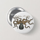 Badge Rond 5 Cm Octopus Kraken Illustration Vintage (Devant & derrière)