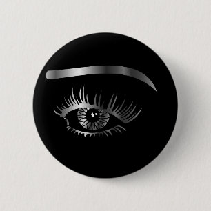 Badge Rond 5 Cm Oeil argenté avec le sourcil et les détails à