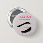 Badge Rond 5 Cm OEil avec de longs cils extension marque (Devant & derrière)