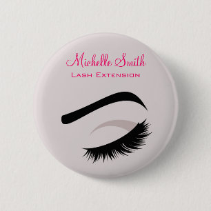 Badge Rond 5 Cm OEil avec de longs cils extension marque