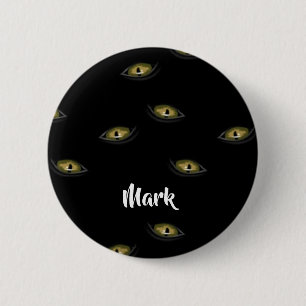 Badge Rond 5 Cm Oeil chat de nom personnalisé en noir