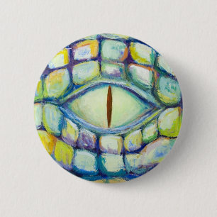 Badge Rond 5 Cm Oeil de crocodile (peinture de symbolisme d'oeil)