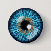 Badge Rond 5 Cm Oeil d'iris bleu et orange (Devant)