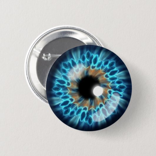 Badge Rond 5 Cm Oeil d'iris bleu et orange (Devant & derrière)