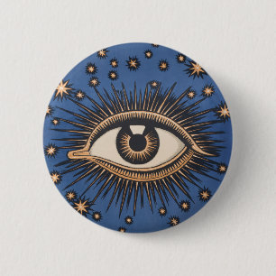 Badge Rond 5 Cm Oeil étoile Lune Celeste Nouveau