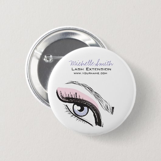 Badge Rond 5 Cm Oeil long cils Lash icône d'extension (Devant & derrière)