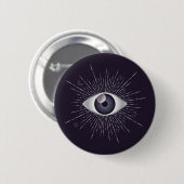 Badge Rond 5 Cm OEil mystique d'argent et de violet (Devant & derrière)