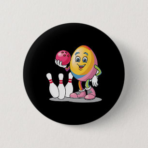 Badge Rond 5 Cm Oeuf de Pâques Costume coloré Joueur de bowling Éq