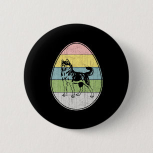 Badge Rond 5 Cm Œuf de Pâques Siberian Husky Chien Graphique Drôle
