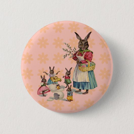 Badge Rond 5 Cm Oeufs de lapin de Pâques (Devant)