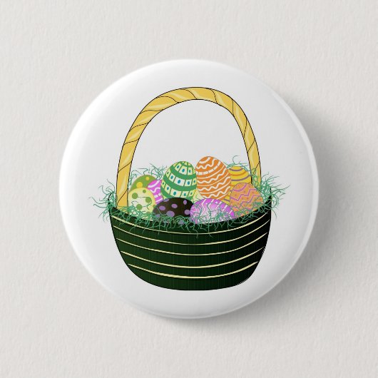 Badge Rond 5 Cm OEufs de Pâques dans le panier décoratif (Devant)