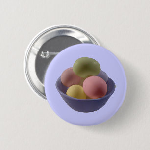 Badge Rond 5 Cm Oeufs de Pâques dans un bol