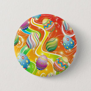 Badge Rond 5 Cm Oeufs de Pâques Design ornemental