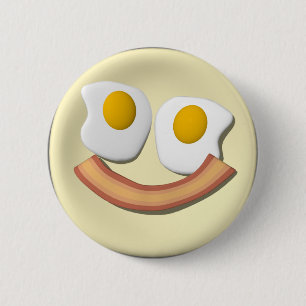 Badge Rond 5 Cm Oeufs et visage de lard.