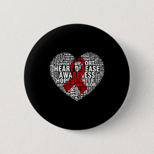Badge Rond 5 Cm Œuvre d'art Cœur Ruban Rouge Sensibilisation à la