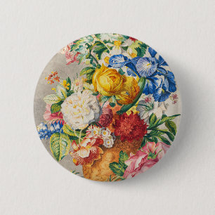 Badge Rond 5 Cm Œuvre d'art murale florale botanique pastel élégan
