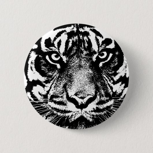 Badge Rond 5 Cm OEuvre oculaire noir blanc Sumatra Bornéo Tiger (Devant)