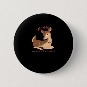Badge Rond 5 Cm Oh Cerf Noël Design Moderne