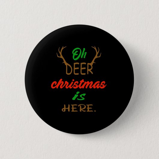 Badge Rond 5 Cm Oh Deer Christmas Celebration Holiday Design (Devant)