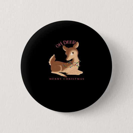 Badge Rond 5 Cm Oh Deer Christmas Modern Design (Devant)