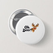 Badge Rond 5 Cm Oh Deer Clean Minimal Seeing  (Devant & derrière)
