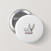 Badge Rond 5 Cm Oh Deer Design Rétro Classique  (Devant & derrière)