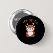 Badge Rond 5 Cm Oh Deer Kawaii Deer Playful Art Style  (Devant & derrière)