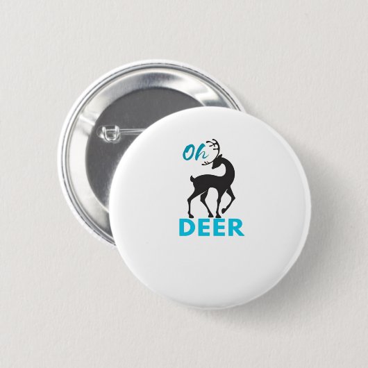 Badge Rond 5 Cm Oh Deer Minimal Design  (Devant & derrière)