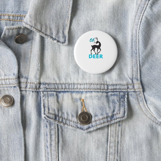 Badge Rond 5 Cm Oh Deer Minimal Design  (En situation)
