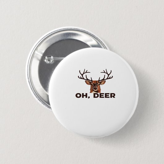 Badge Rond 5 Cm Oh Deer Modern Clean Design (Devant & derrière)