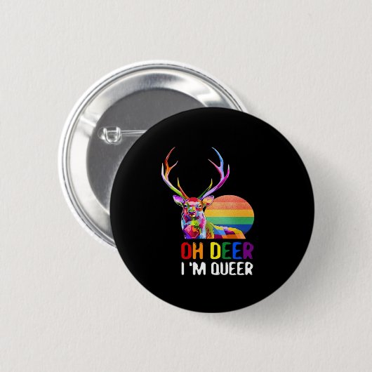 Badge Rond 5 Cm Oh Deer Queer Minimal Modern Style (Devant & derrière)