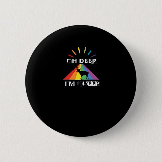 Badge Rond 5 Cm Oh Deer Queer Trendy Aesthetic Design (Devant)