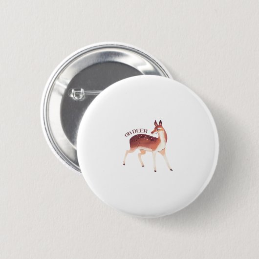 Badge Rond 5 Cm Oh Deer Whimsical Creative Design (Devant & derrière)