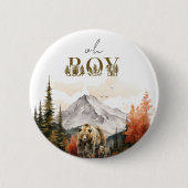 Badge Rond 5 Cm Oh garçon Rustic Woodland Mountain Bear Baby showe (Devant)