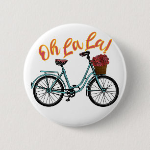 Badge Rond 5 Cm Oh La La French Bicycle Drôle Chants Français