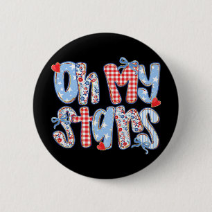 Badge Rond 5 Cm Oh My Stars 4 juillet Préparatoire Plaid Gingham P