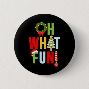 Badge Rond 5 Cm Oh Quel Amusement Noël Avec Couronne Et Arbre