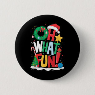 Badge Rond 5 Cm Oh Quel Plaisir Noël Avec Guirlande Et Arbre