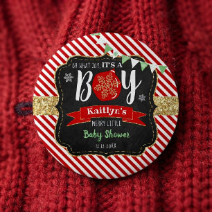 Badge Rond 5 Cm "Oh Quelle Joie, C'est Un Garçon !" Baby Shower de