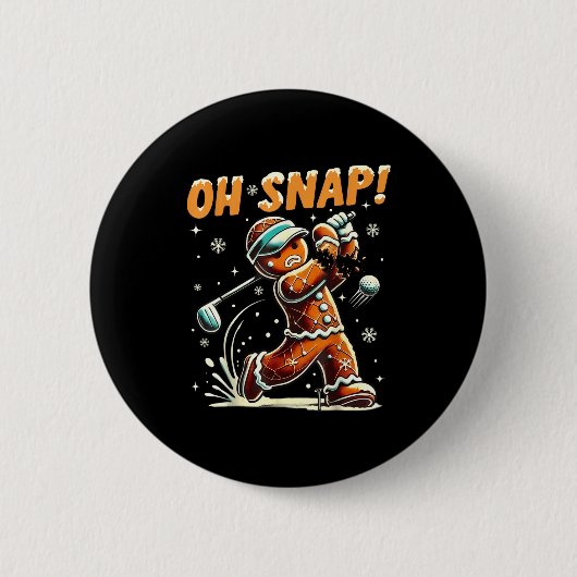 Badge Rond 5 Cm Oh Snap Gingerbread Golfer Golf Christmas Golfing  (Devant)
